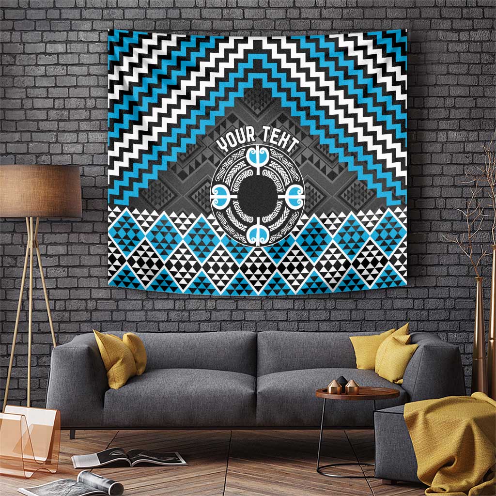 Personalised Aotearoa Niho Taniwha Motif Tapestry Blue Style LT9 Blue - Polynesian Pride