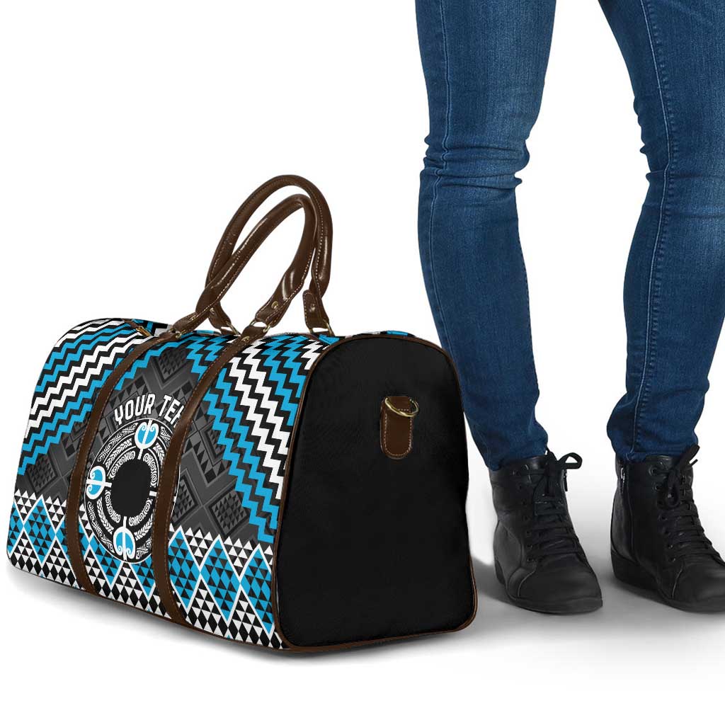 Personalised Aotearoa Niho Taniwha Motif Travel Bag Blue Style - Polynesian Pride