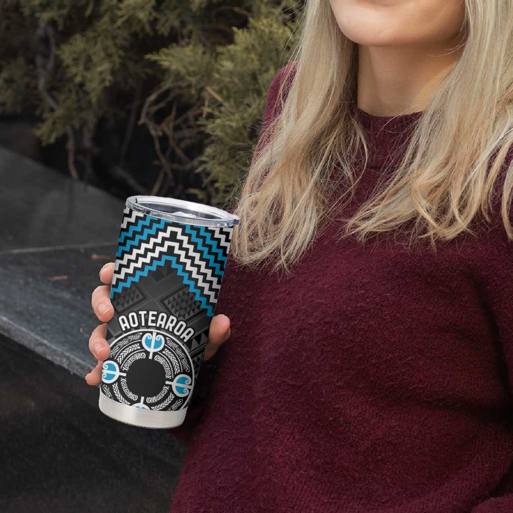 Personalised Aotearoa Niho Taniwha Motif Tumbler Cup Blue Style