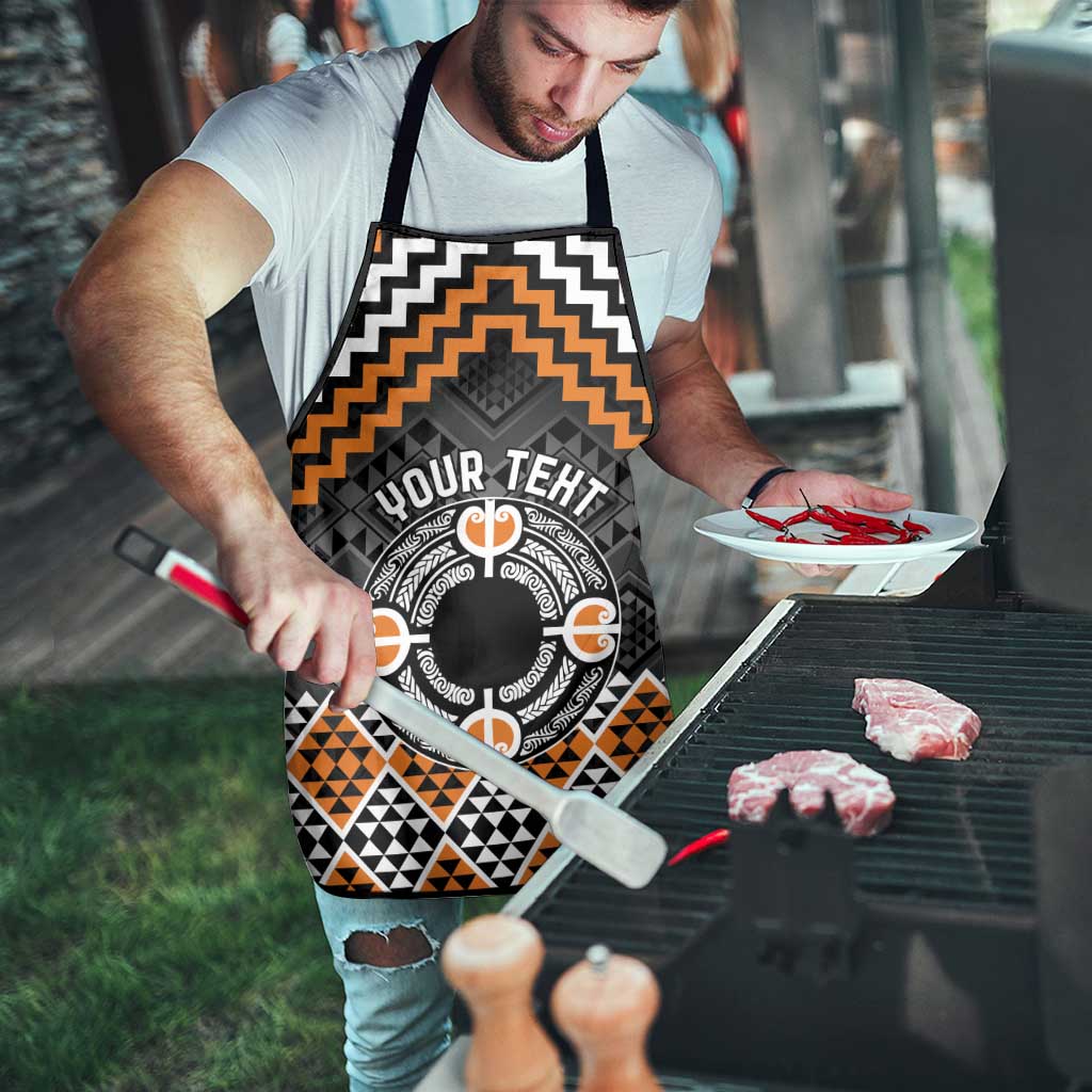 Personalised Aotearoa Niho Taniwha Motif Apron Gold Style - Polynesian Pride