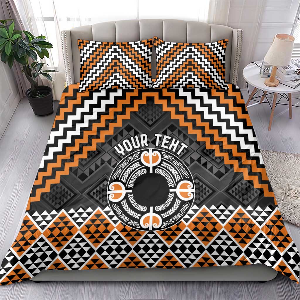 Personalised Aotearoa Niho Taniwha Motif Bedding Set Gold Style