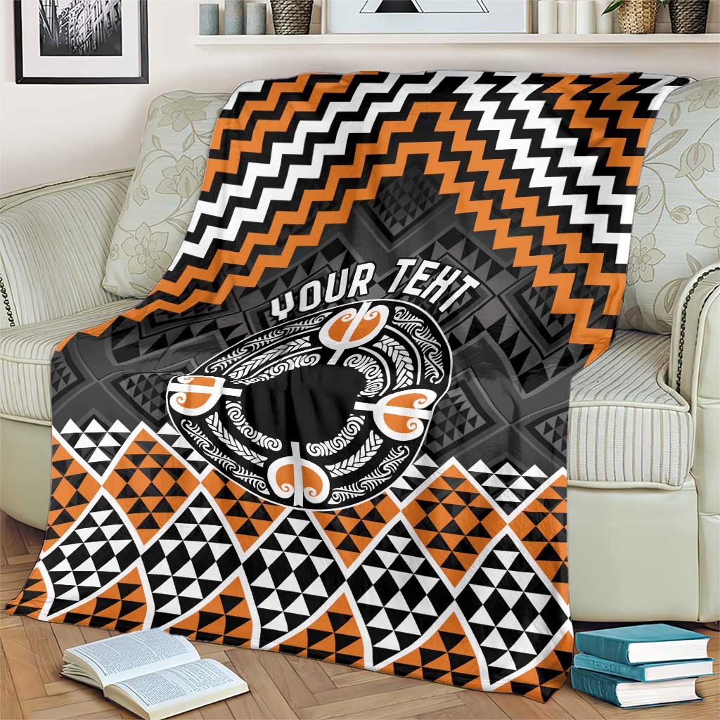 Personalised Aotearoa Niho Taniwha Motif Blanket Gold Style