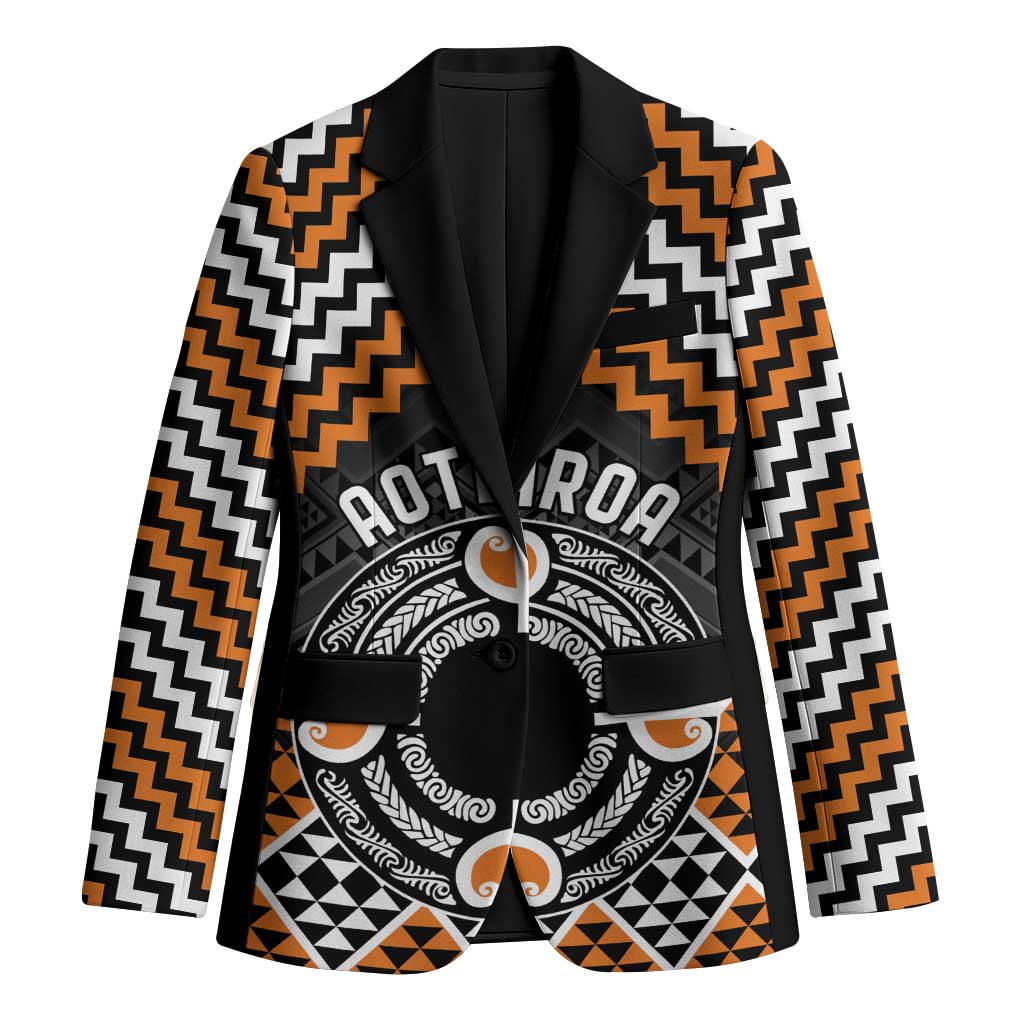 Personalised Aotearoa Niho Taniwha Motif Blazer Gold Style - Polynesian Pride