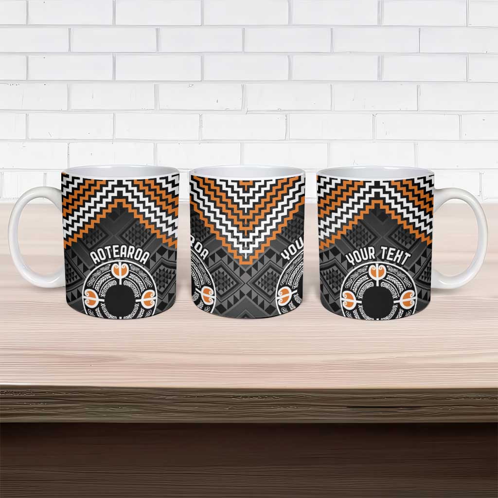 Personalised Aotearoa Niho Taniwha Motif Ceramic Mug Gold Style - Polynesian Pride
