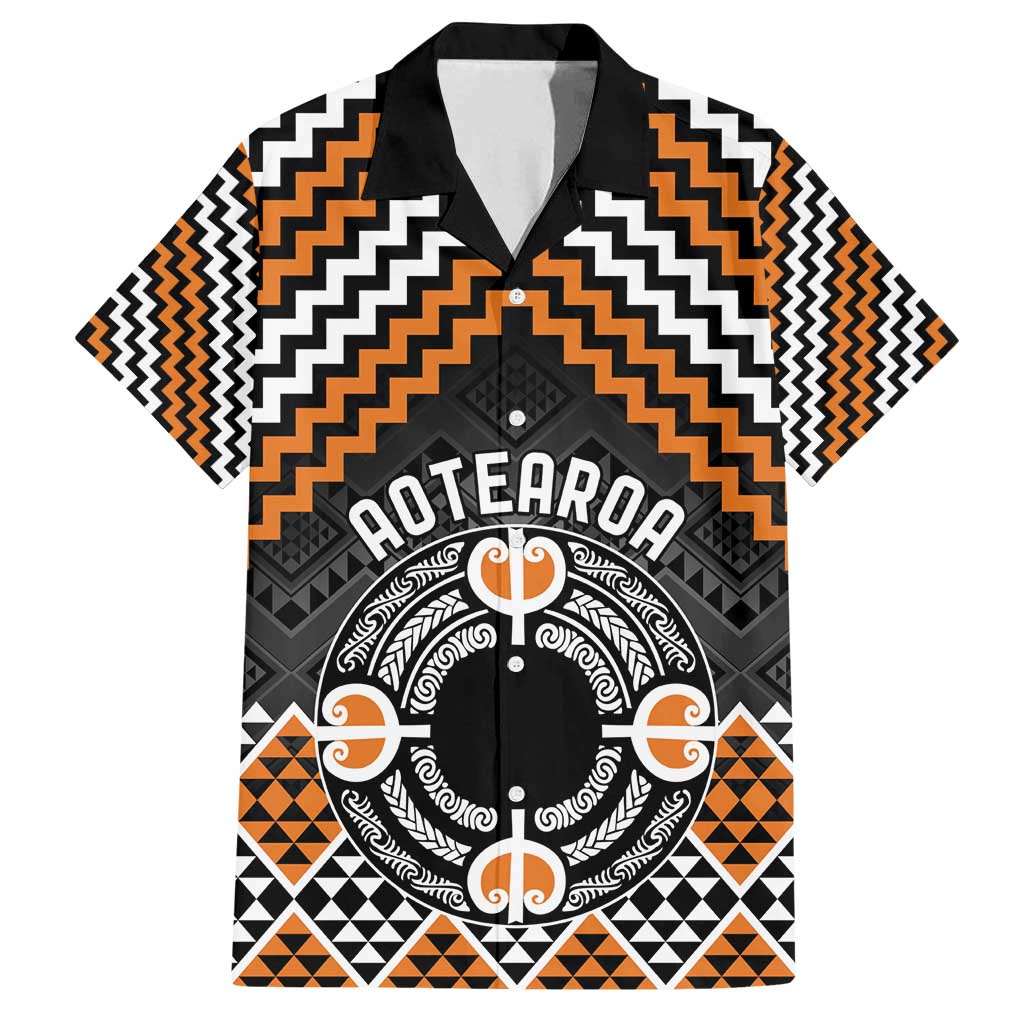 Personalised Aotearoa Niho Taniwha Motif Family Matching Long Sleeve Bodycon Dress and Hawaiian Shirt Gold Style LT9 Dad's Shirt - Short Sleeve Gold - Polynesian Pride