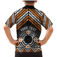 Personalised Aotearoa Niho Taniwha Motif Family Matching Mermaid Dress and Hawaiian Shirt Gold Style LT9 - Polynesian Pride