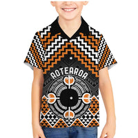 Personalised Aotearoa Niho Taniwha Motif Family Matching Mermaid Dress and Hawaiian Shirt Gold Style LT9 Son's Shirt Gold - Polynesian Pride