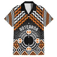 Personalised Aotearoa Niho Taniwha Motif Family Matching Off Shoulder Maxi Dress and Hawaiian Shirt Gold Style
