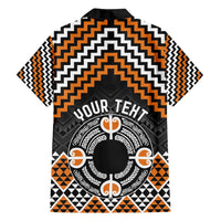 Personalised Aotearoa Niho Taniwha Motif Family Matching Off Shoulder Short Dress and Hawaiian Shirt Gold Style LT9 - Polynesian Pride