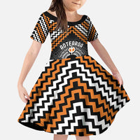 Personalised Aotearoa Niho Taniwha Motif Family Matching Puletasi and Hawaiian Shirt Gold Style LT9 Daughter's Dress Gold - Polynesian Pride