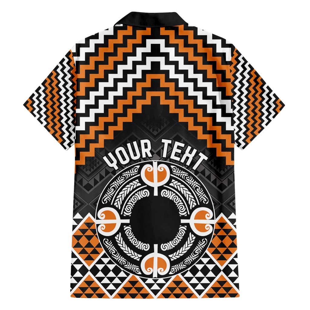 Personalised Aotearoa Niho Taniwha Motif Family Matching Puletasi and Hawaiian Shirt Gold Style LT9 - Polynesian Pride