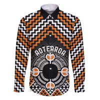 Personalised Aotearoa Niho Taniwha Motif Family Matching Puletasi and Hawaiian Shirt Gold Style LT9 Dad's Shirt - Long Sleeve Gold - Polynesian Pride