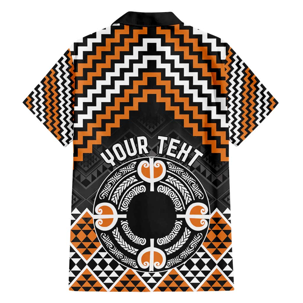 Personalised Aotearoa Niho Taniwha Motif Hawaiian Shirt Gold Style