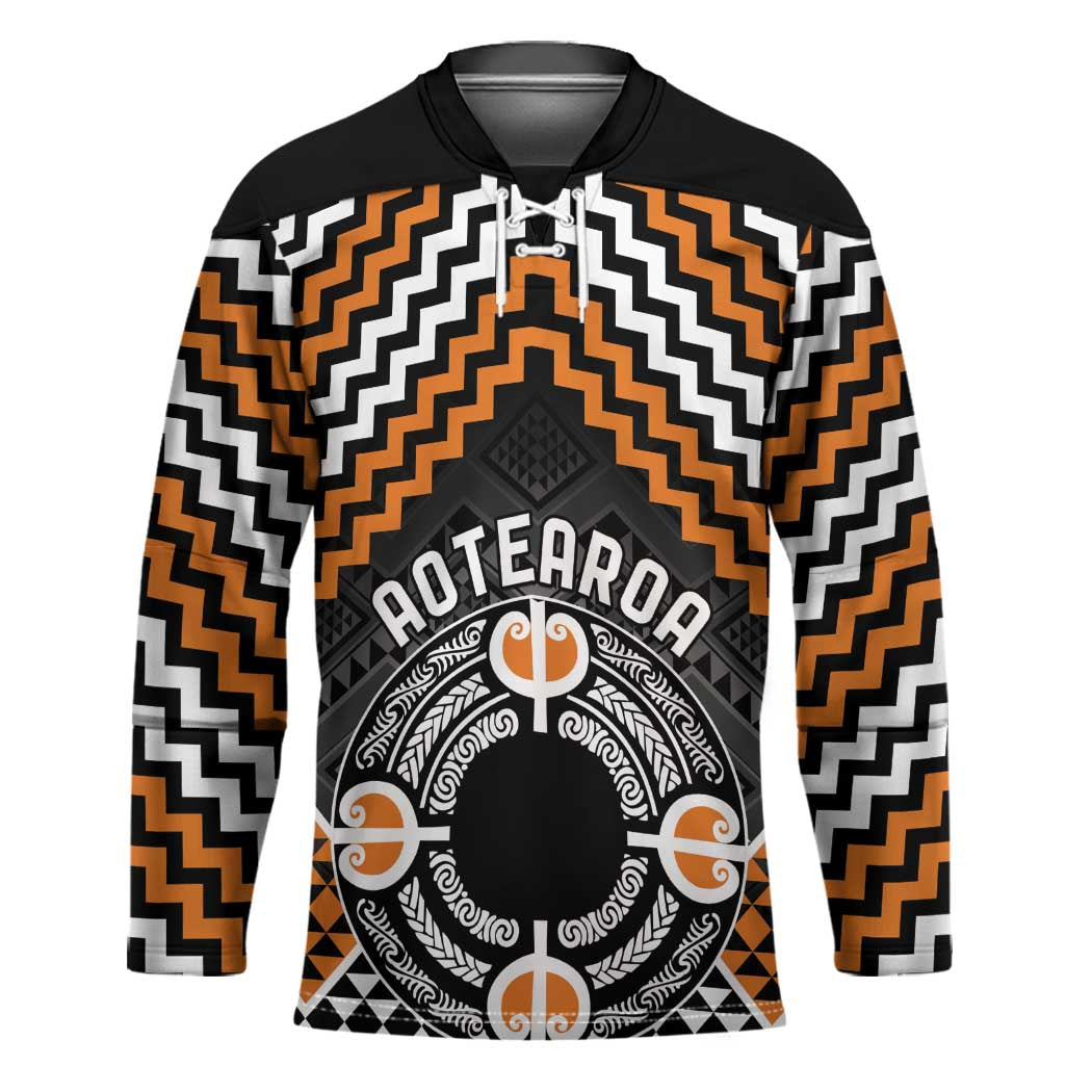 Personalised Aotearoa Niho Taniwha Motif Hockey Jersey Gold Style - Polynesian Pride