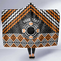 Personalised Aotearoa Niho Taniwha Motif Hooded Blanket Gold Style