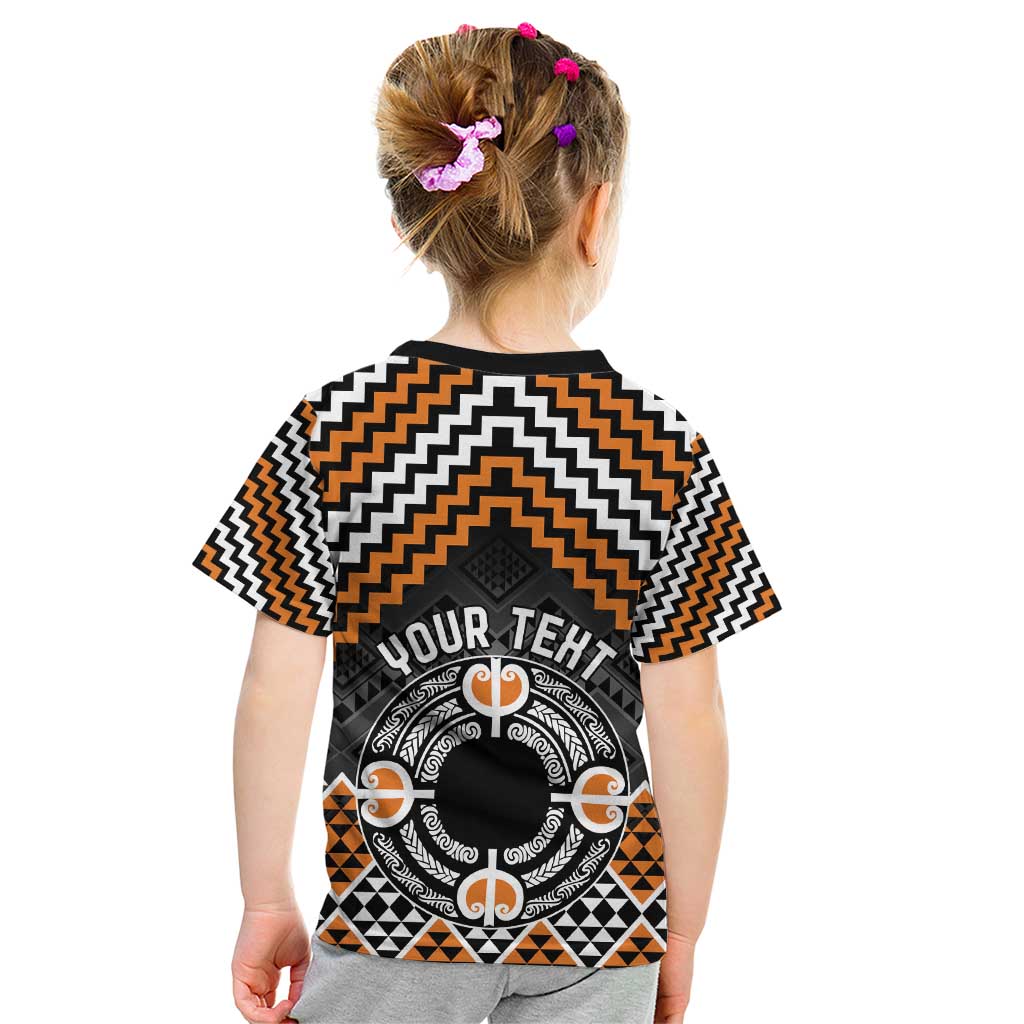 Personalised Aotearoa Niho Taniwha Motif Kid T Shirt Gold Style