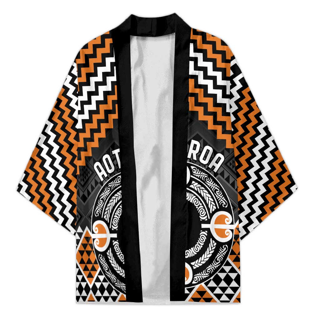 Personalised Aotearoa Niho Taniwha Motif Kimono Gold Style - Polynesian Pride
