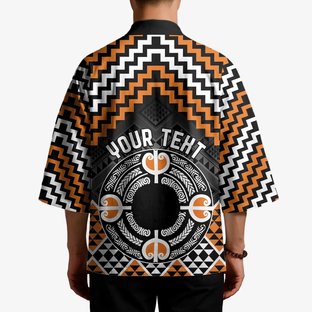 Personalised Aotearoa Niho Taniwha Motif Kimono Gold Style - Polynesian Pride