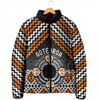 Personalised Aotearoa Niho Taniwha Motif Padded Jacket Gold Style - Polynesian Pride