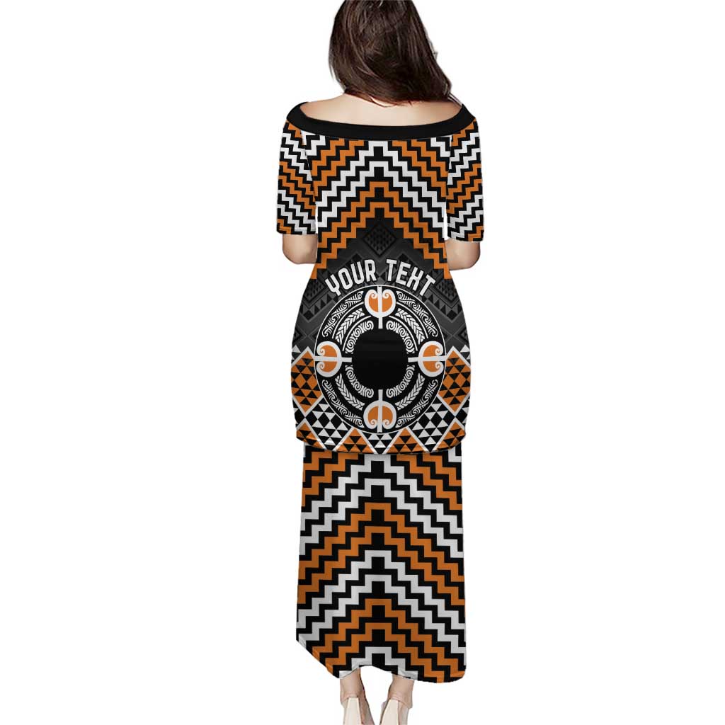 Personalised Aotearoa Niho Taniwha Motif Puletasi Gold Style