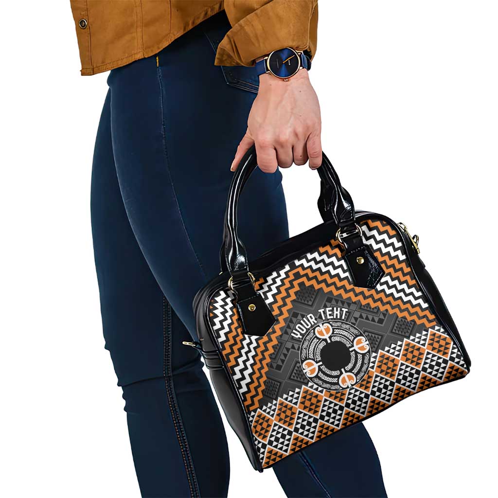 Personalised Aotearoa Niho Taniwha Motif Shoulder Handbag Gold Style