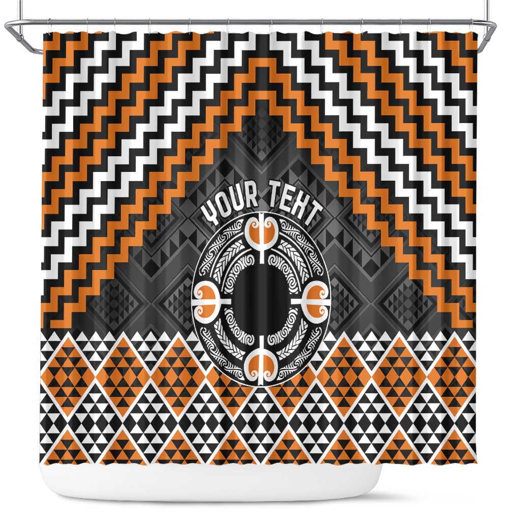 Personalised Aotearoa Niho Taniwha Motif Shower Curtain Gold Style LT9 Gold - Polynesian Pride