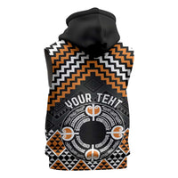 Personalised Aotearoa Niho Taniwha Motif Sleeveless Hoodie Gold Style LT9 - Polynesian Pride