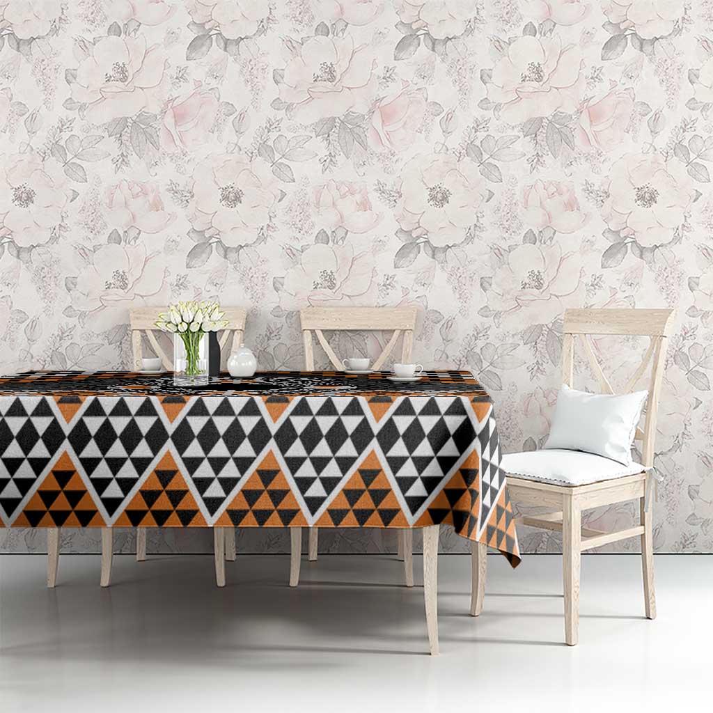 Personalised Aotearoa Niho Taniwha Motif Tablecloth Gold Style