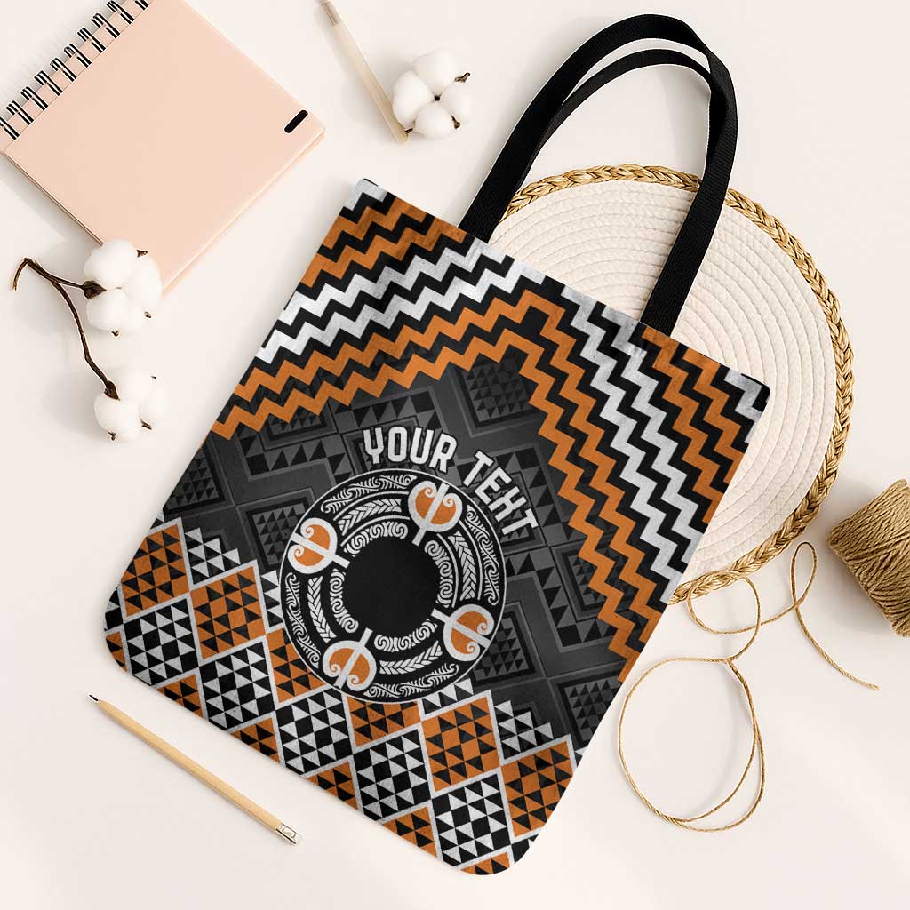 Personalised Aotearoa Niho Taniwha Motif Tote Bag Gold Style - Polynesian Pride