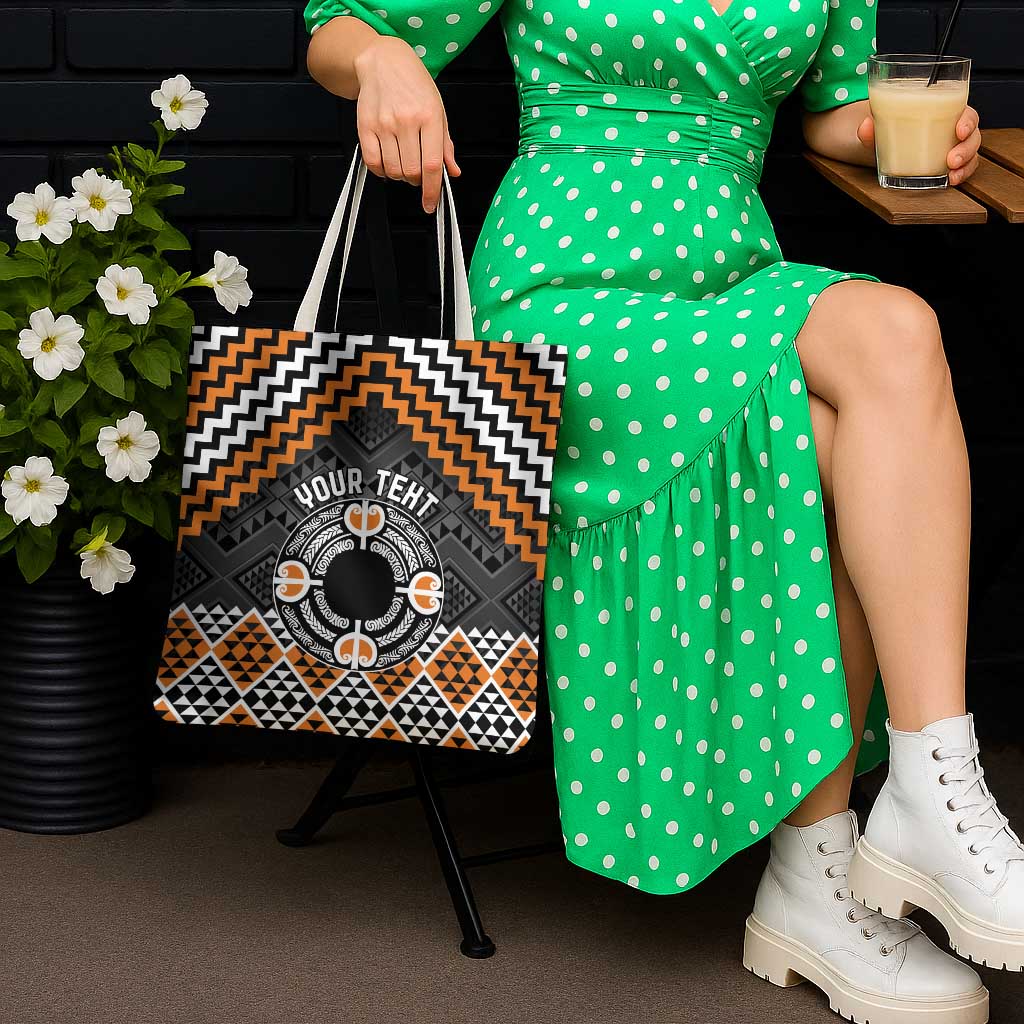 Personalised Aotearoa Niho Taniwha Motif Tote Bag Gold Style - Polynesian Pride