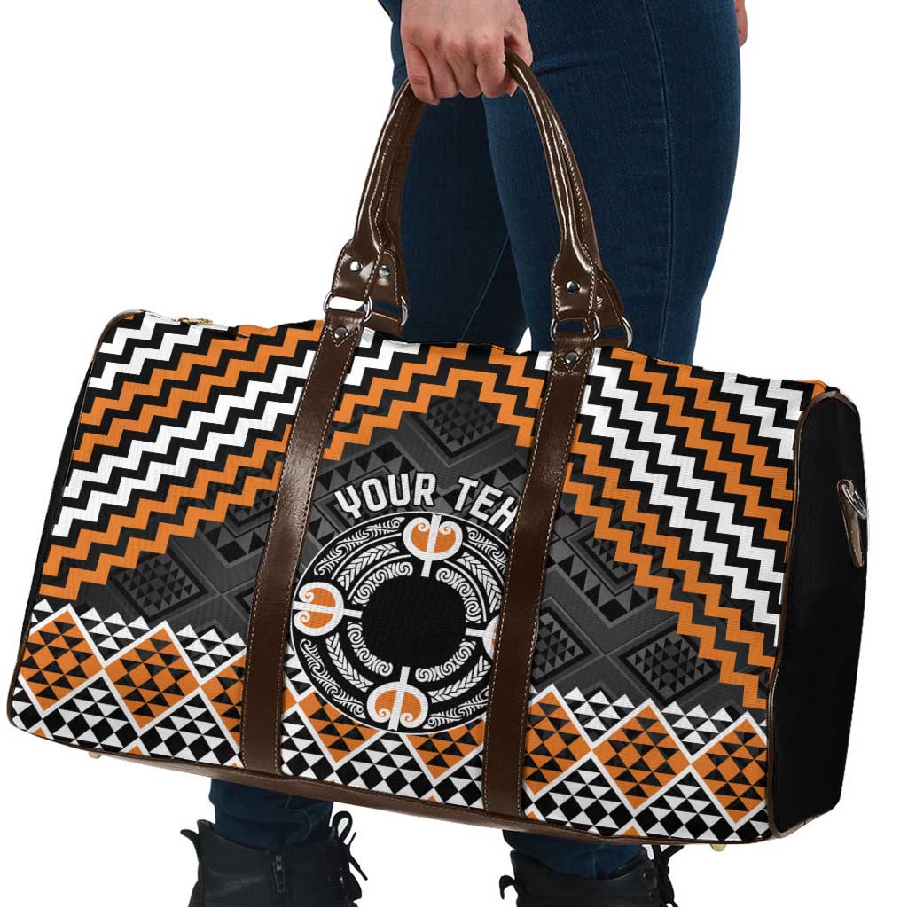 Personalised Aotearoa Niho Taniwha Motif Travel Bag Gold Style - Polynesian Pride