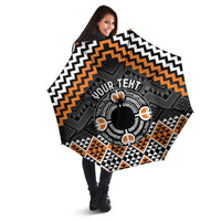 Personalised Aotearoa Niho Taniwha Motif Umbrella Gold Style - Polynesian Pride