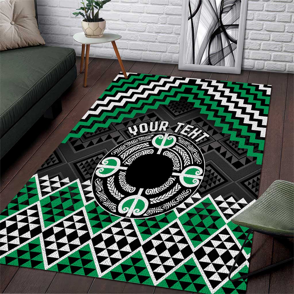 Personalised Aotearoa Niho Taniwha Motif Area Rug Green Style LT9 Green - Polynesian Pride