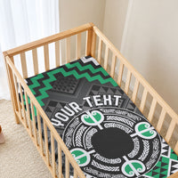 Personalised Aotearoa Niho Taniwha Motif Baby Bed Cover Green Style LT9 - Polynesian Pride