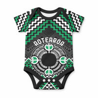 Personalised Aotearoa Niho Taniwha Motif Baby Onesie Green Style LT9 Green - Polynesian Pride