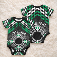 Personalised Aotearoa Niho Taniwha Motif Baby Onesie Green Style LT9 - Polynesian Pride