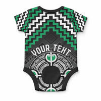 Personalised Aotearoa Niho Taniwha Motif Baby Onesie Green Style LT9 - Polynesian Pride