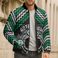 Personalised Aotearoa Niho Taniwha Motif Bomber Puffer Jacket Green Style - Polynesian Pride