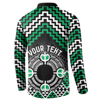 Personalised Aotearoa Niho Taniwha Motif Button Sweatshirt Green Style