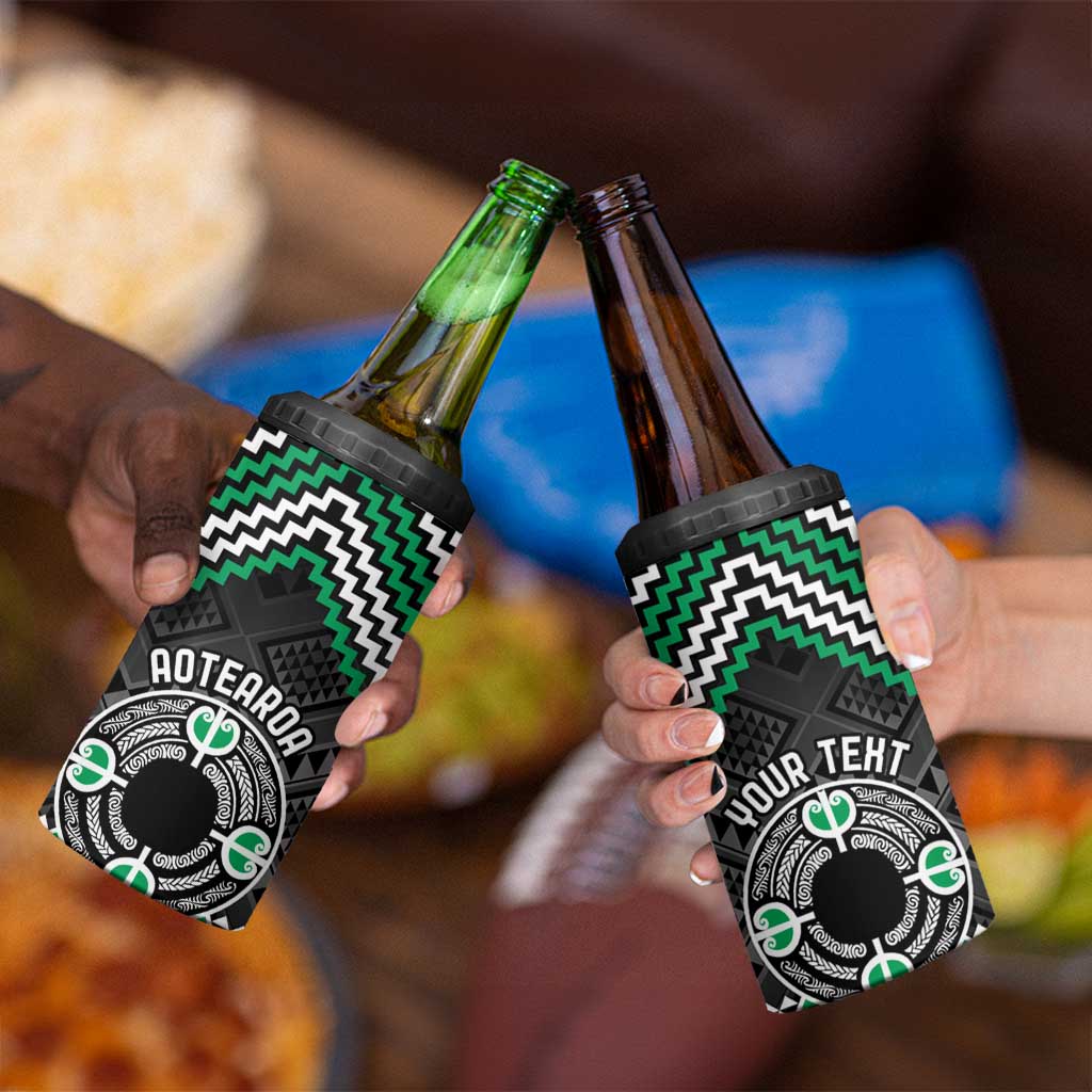 Personalised Aotearoa Niho Taniwha Motif 4 in 1 Can Cooler Tumbler Green Style LT9 - Polynesian Pride