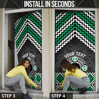Personalised Aotearoa Niho Taniwha Motif Door Cover Green Style - Polynesian Pride