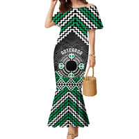 Personalised Aotearoa Niho Taniwha Motif Family Matching Mermaid Dress and Hawaiian Shirt Green Style LT9 Mom's Dress Green - Polynesian Pride
