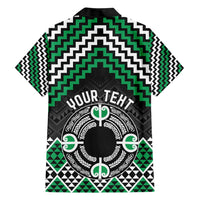 Personalised Aotearoa Niho Taniwha Motif Family Matching Short Sleeve Bodycon Dress and Hawaiian Shirt Green Style LT9 - Polynesian Pride