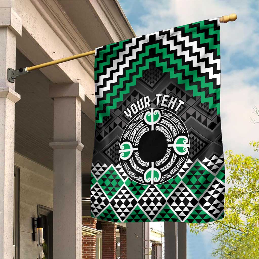 Personalised Aotearoa Niho Taniwha Motif Garden Flag Green Style LT9 House Flag Green - Polynesian Pride