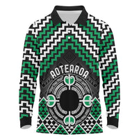 Personalised Aotearoa Niho Taniwha Motif Long Sleeve Polo Shirt Green Style