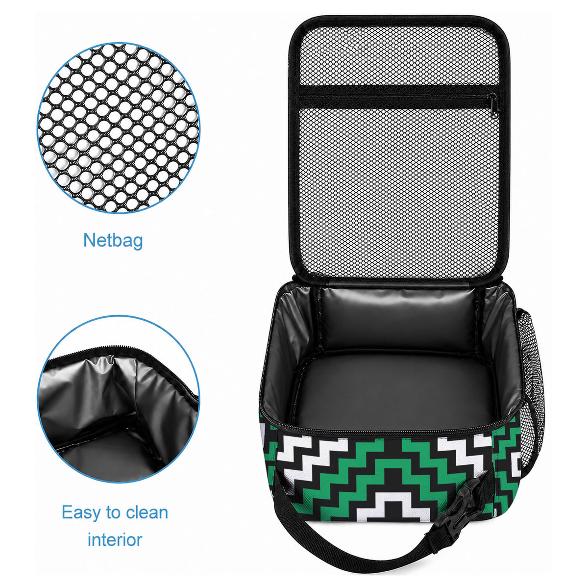 Personalised Aotearoa Niho Taniwha Motif Lunch Bag Green Style LT9 - Polynesian Pride