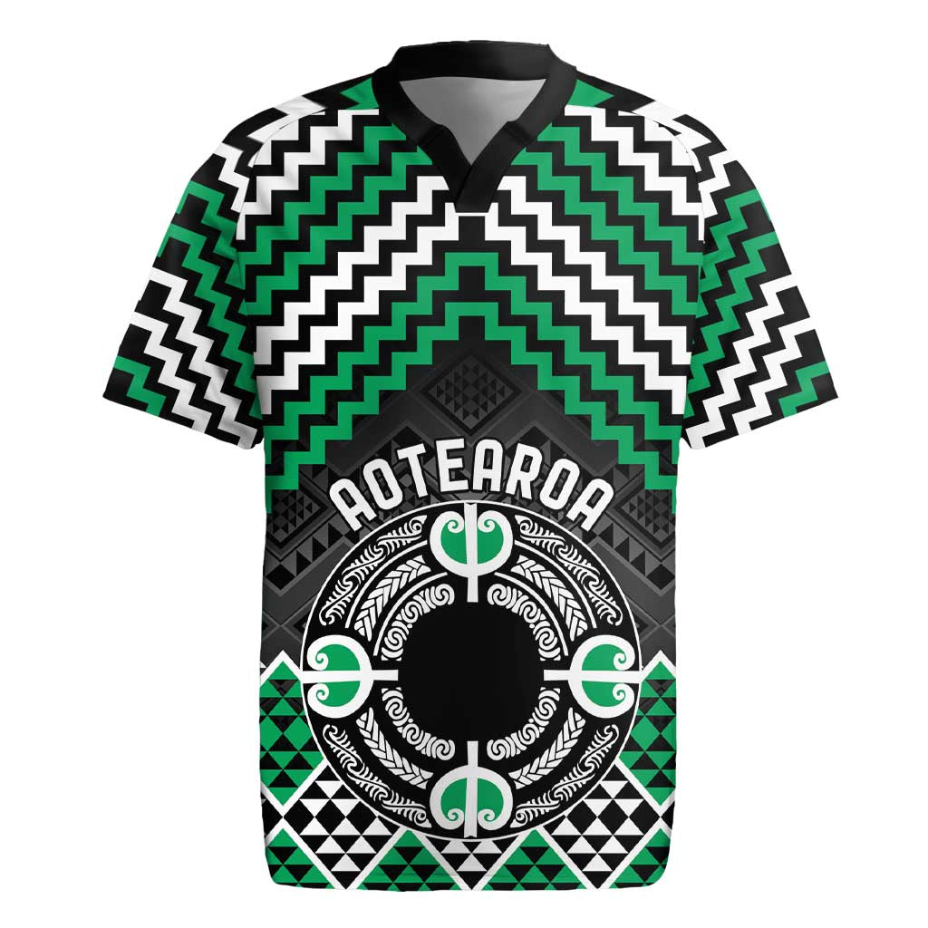 Personalised Aotearoa Niho Taniwha Motif Rugby Jersey Green Style LT9 Green - Polynesian Pride