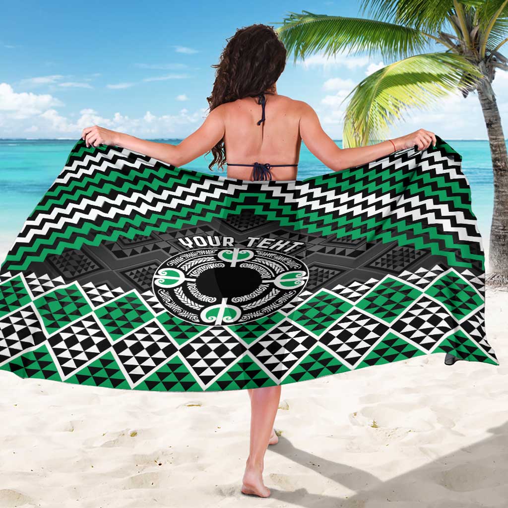 Personalised Aotearoa Niho Taniwha Motif Sarong Green Style