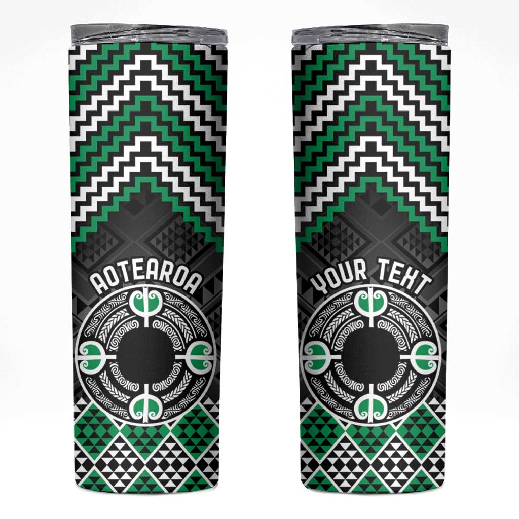 Personalised Aotearoa Niho Taniwha Motif Skinny Tumbler Green Style LT9 Green - Polynesian Pride