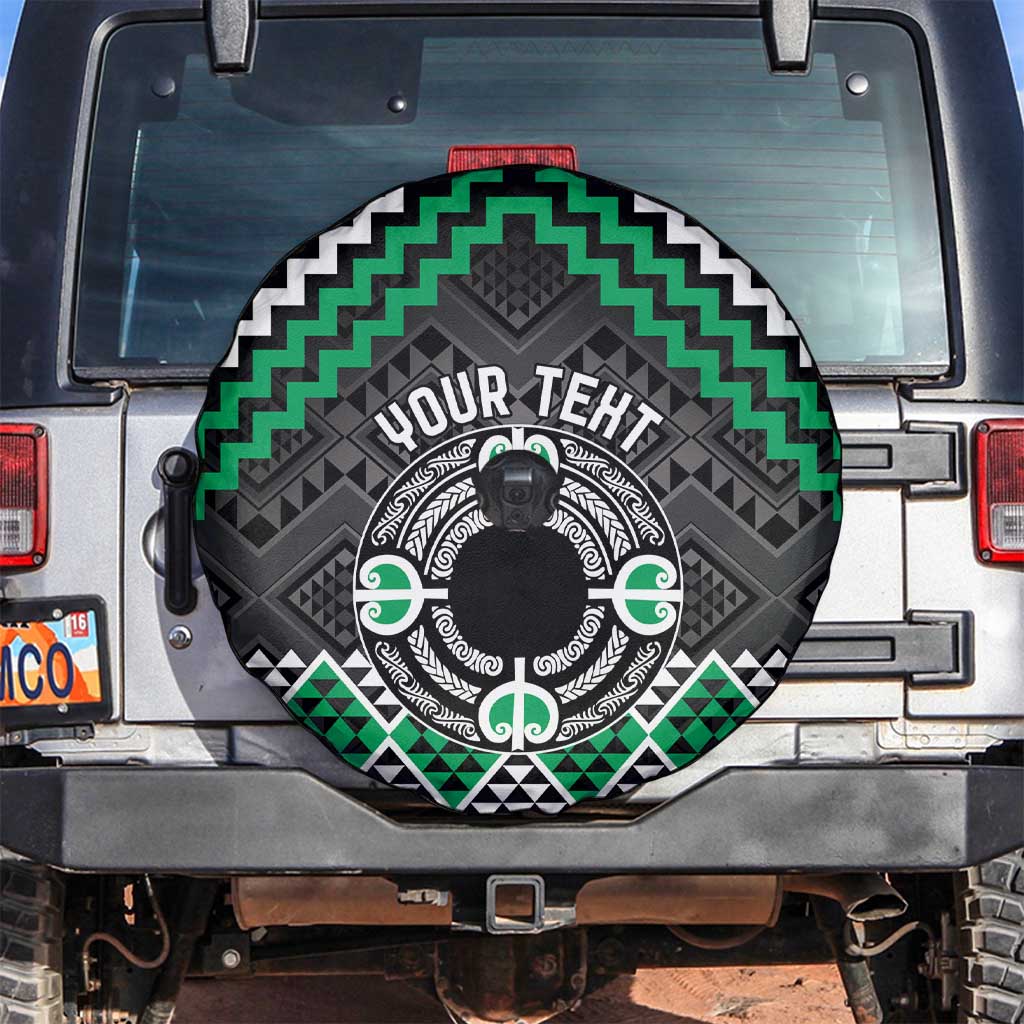 Personalised Aotearoa Niho Taniwha Motif Spare Tire Cover Green Style